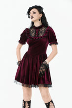 Load image into Gallery viewer, Gothic Duchess Crimson Velvet Puff Dress DW1117
