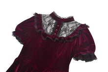 Load image into Gallery viewer, Gothic Duchess Crimson Velvet Puff Dress DW1117