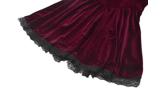 Gothic Duchess Crimson Velvet Puff Dress DW1117
