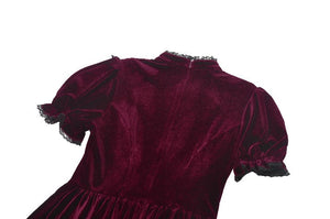 Gothic Duchess Crimson Velvet Puff Dress DW1117