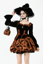 Load image into Gallery viewer, Midnight Bat &amp; Pumpkin Halloween Dress DW1124