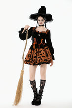 Load image into Gallery viewer, Midnight Bat &amp; Pumpkin Halloween Dress DW1124