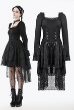 Load image into Gallery viewer, Romantic Gothic Lace High-Low Tiered Dress DW1138
