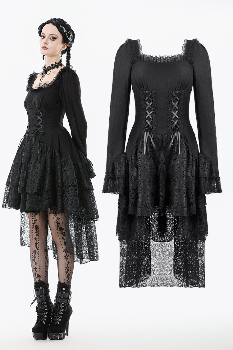 Romantic Gothic Lace High-Low Tiered Dress DW1138 XL