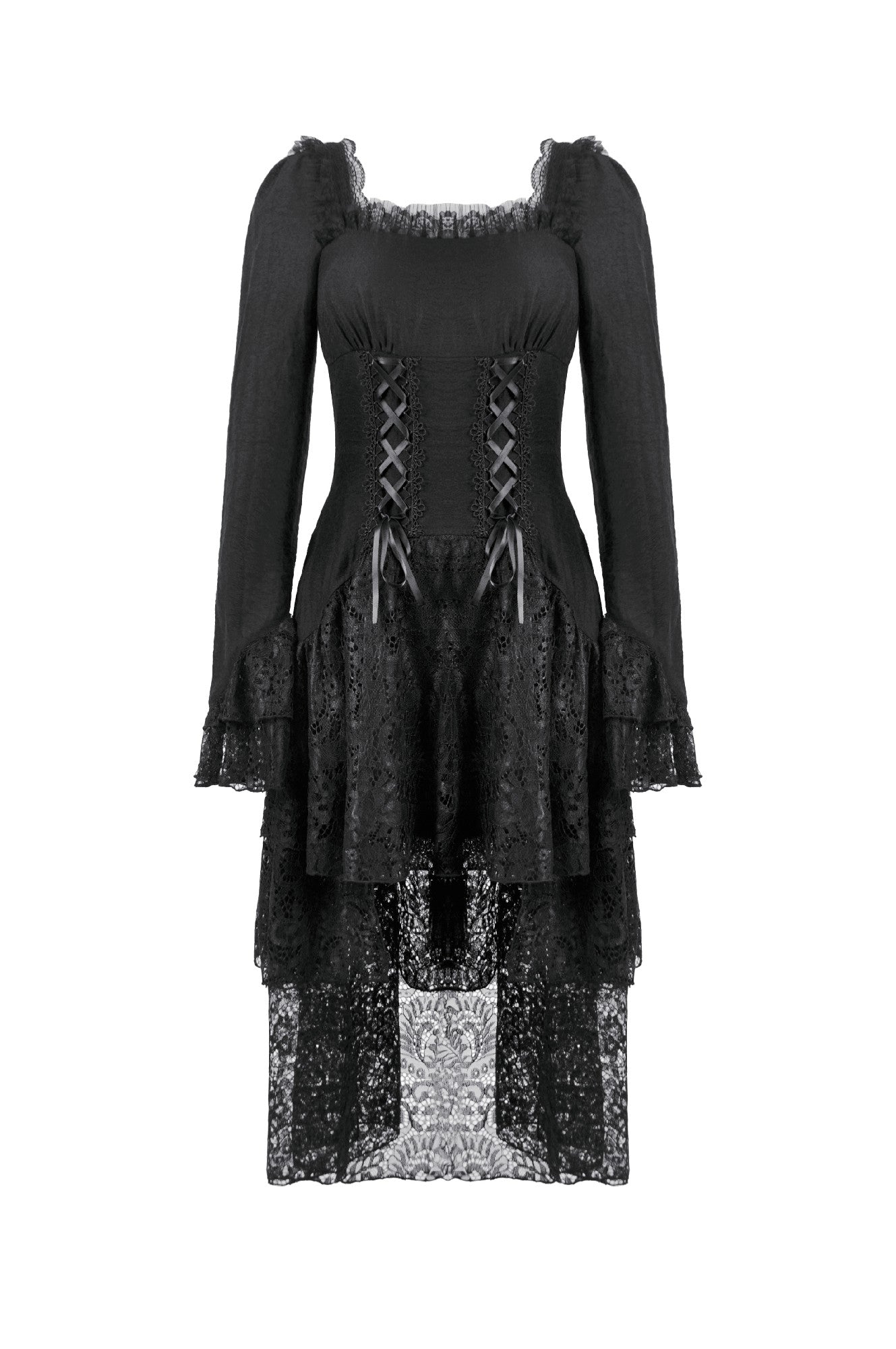 Romantic Gothic Lace High-Low Tiered Dress DW1138 XL Romantic Gothic Lace High-Low Tiered Dress DW1138 XL