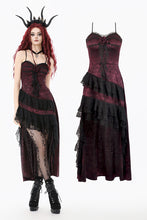 Load image into Gallery viewer, Gothic Red Rose Asymmetric Layered Lace Ruffle dress DW1142