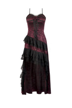 Load image into Gallery viewer, Gothic Red Rose Asymmetric Layered Lace Ruffle dress DW1142