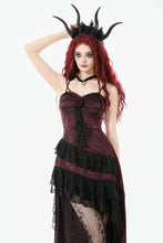 Load image into Gallery viewer, Gothic Red Rose Asymmetric Layered Lace Ruffle dress DW1142