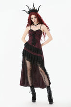 Load image into Gallery viewer, Gothic Red Rose Asymmetric Layered Lace Ruffle dress DW1142