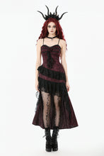Load image into Gallery viewer, Gothic Red Rose Asymmetric Layered Lace Ruffle dress DW1142