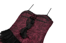 Load image into Gallery viewer, Gothic Red Rose Asymmetric Layered Lace Ruffle dress DW1142