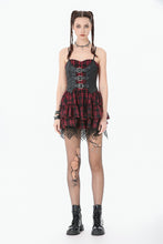 Load image into Gallery viewer, Red-Black Plaid Leather Layered Punk Sweetcore Dress DW1156 - Gothlolibeauty