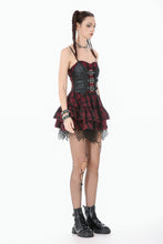 Load image into Gallery viewer, Red-Black Plaid Leather Layered Punk Sweetcore Dress DW1156 - Gothlolibeauty