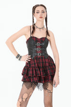 Load image into Gallery viewer, Red-Black Plaid Leather Layered Punk Sweetcore Dress DW1156 - Gothlolibeauty