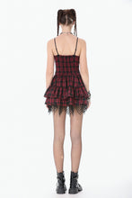 Load image into Gallery viewer, Red-Black Plaid Leather Layered Punk Sweetcore Dress DW1156 - Gothlolibeauty