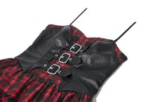 Load image into Gallery viewer, Red-Black Plaid Leather Layered Punk Sweetcore Dress DW1156 - Gothlolibeauty