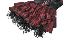Load image into Gallery viewer, Red-Black Plaid Leather Layered Punk Sweetcore Dress DW1156 - Gothlolibeauty
