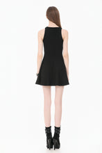 Load image into Gallery viewer, Night Vine Shackles - Dark Techwear Halter V-Neck Cross Pendant Double Eyelet Corset Lace-Up A-Line Dress DW1168
