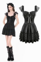Load image into Gallery viewer, Gothic Lolita Jacquard Lace Flutter-Sleeve Cake Mini Dress DW1171