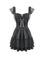 Load image into Gallery viewer, Gothic Lolita Jacquard Lace Flutter-Sleeve Cake Mini Dress DW1171