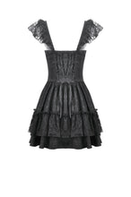 Load image into Gallery viewer, Gothic Lolita Jacquard Lace Flutter-Sleeve Cake Mini Dress DW1171