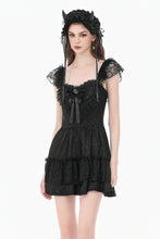 Load image into Gallery viewer, Gothic Lolita Jacquard Lace Flutter-Sleeve Cake Mini Dress DW1171
