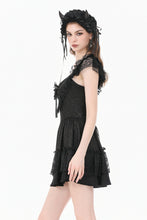 Load image into Gallery viewer, Gothic Lolita Jacquard Lace Flutter-Sleeve Cake Mini Dress DW1171