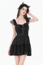 Load image into Gallery viewer, Gothic Lolita Jacquard Lace Flutter-Sleeve Cake Mini Dress DW1171