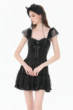 Load image into Gallery viewer, Gothic Lolita Jacquard Lace Flutter-Sleeve Cake Mini Dress DW1171