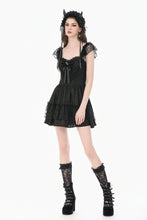 Load image into Gallery viewer, Gothic Lolita Jacquard Lace Flutter-Sleeve Cake Mini Dress DW1171