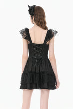 Load image into Gallery viewer, Gothic Lolita Jacquard Lace Flutter-Sleeve Cake Mini Dress DW1171