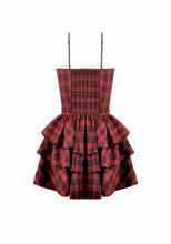 Load image into Gallery viewer, Sweet Punk Red  Black Tartan Cami Dress with Heart Buckle  DW1173