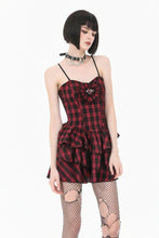 Load image into Gallery viewer, Sweet Punk Red  Black Tartan Cami Dress with Heart Buckle  DW1173
