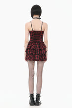 Load image into Gallery viewer, Sweet Punk Red  Black Tartan Cami Dress with Heart Buckle  DW1173