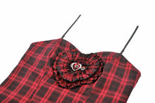 Load image into Gallery viewer, Sweet Punk Red  Black Tartan Cami Dress with Heart Buckle  DW1173