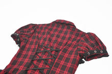 Load image into Gallery viewer, Retro Punk Red Plaid Cutout Lace-Up Mini Dress DW1174
