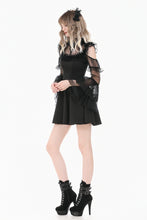 Load image into Gallery viewer, Romantic Gothic High-Neck Sheer Mesh Dress with Layered Lace Frill and Bell Sleeves DW1176