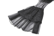 Load image into Gallery viewer, Romantic Gothic High-Neck Sheer Mesh Dress with Layered Lace Frill and Bell Sleeves DW1176