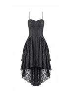Load image into Gallery viewer, Gothic Romantic All-Stretch Lace Cami Dress with High-Low Ruffle Tail Hem DW1178
