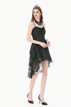 Load image into Gallery viewer, Gothic Romantic All-Stretch Lace Cami Dress with High-Low Ruffle Tail Hem DW1178