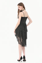 Load image into Gallery viewer, Gothic Romantic All-Stretch Lace Cami Dress with High-Low Ruffle Tail Hem DW1178