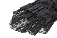 Load image into Gallery viewer, Gothic Romantic All-Stretch Lace Cami Dress with High-Low Ruffle Tail Hem DW1178