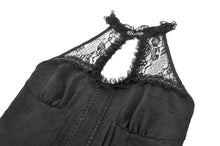 Load image into Gallery viewer, Gothic Halter Lace Patchwork Rose Jacquard Tiered Ruffle Mini Dress DW1179
