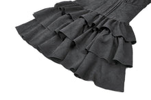 Load image into Gallery viewer, Gothic Halter Lace Patchwork Rose Jacquard Tiered Ruffle Mini Dress DW1179