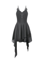 Load image into Gallery viewer, Goth V-Neck Lace Embroidery Asymmetric Flowy Chiffon Dress DW1180