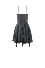 Load image into Gallery viewer, Goth V-Neck Lace Embroidery Asymmetric Flowy Chiffon Dress DW1180