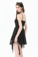 Load image into Gallery viewer, Goth V-Neck Lace Embroidery Asymmetric Flowy Chiffon Dress DW1180