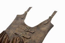 Load image into Gallery viewer, Steampunk Vintage Tie-Dye Leather Patchwork Lace Dress DW1181