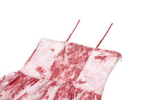 Load image into Gallery viewer, Bloody Romance - Gothic Asymmetric Tiered Dress in Red-White Tie-Dye Chiffon DW1182