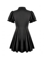 Load image into Gallery viewer, Dark Academic Purple Mesh Lace Patchwork Collar Puff Sleeve Dress DW1184